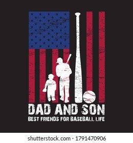 dad and son best friend for baseball life t shirt design vector black background 