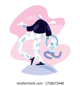 dad and son, card of the happy father day vector illustration design