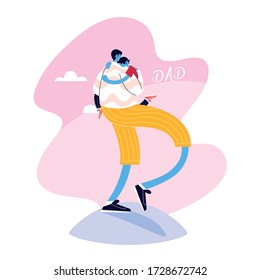 dad and son, card of the happy father day vector illustration design