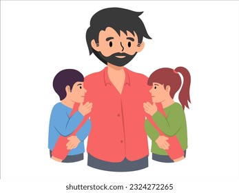Dad with Son and Daughter or avatar icon illustration