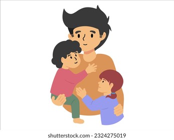 Dad with Son and Daughter or avatar icon illustration