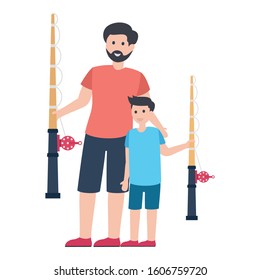 
Dad son, fish hunting Vector Illustration icon which can be easily modified

