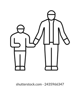 dad and son hairdressing line icon vector. dad and son hairdressing sign. isolated contour symbol black illustration