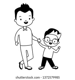 dad and son holding hands
