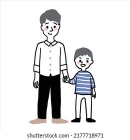 Dad and son holding hands