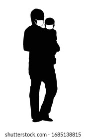Papa und Sohn von Silhouette-Vektorillustration