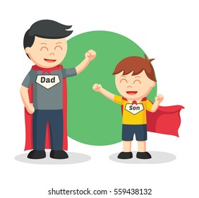 dad and son playing super hero