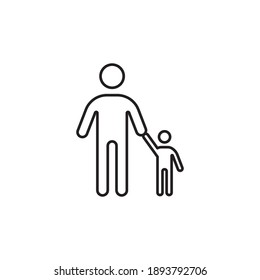 dad and son Vector icon outline style. People sign illustration. isolated on white background