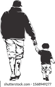 dad and son vector ink