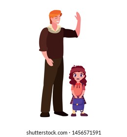 dad with student girl back to achool