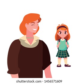 dad with student girl back to achool