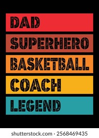 Dad Superhero Basketball Coach Legend Retro Design