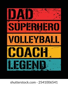 Dad Superhero Volleyball Coach Legend Retro Design