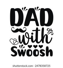 Papa mit Swoosh Vatertag handgeschriebener Text isoliert auf weißem Hintergrund. Handschrift Typografie für Druck, Poster, Banner, Grußkarte. Vektorillustration. Papa, Papa Logo