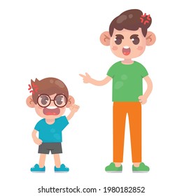Dad try to talk with angry kid girl Premium Vector
