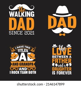 Dad T-shirt And SVG Design Bundle, vector File.