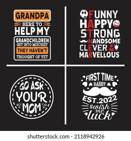 Dad typographic slogan design vector bundle.