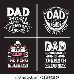 Dad typographic slogan design vector bundle.