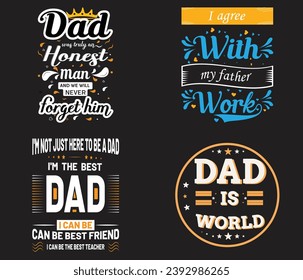 DAD Typography T-Shirt Design Bundle Free Download 