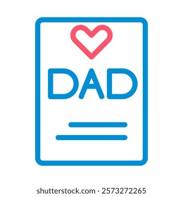 Dad word with heart icon. Concept of Father's Day, love, and family.