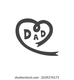 Dad word in Heart Shape. Family Love symbol. Fathers day icon. Vector illustration in doodle style
