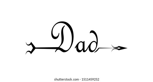 Dad writing with arrow hand draw word. Element of word in arrow style