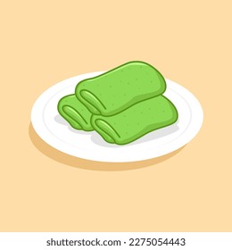 Dadar Gulung Cartoon Vector Illustration. Indonesian Traditional Dessert - EPS 10 Vector
