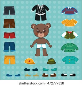 Daddy Bear Vector Illustration For Paper Doll, Dress Up Games.