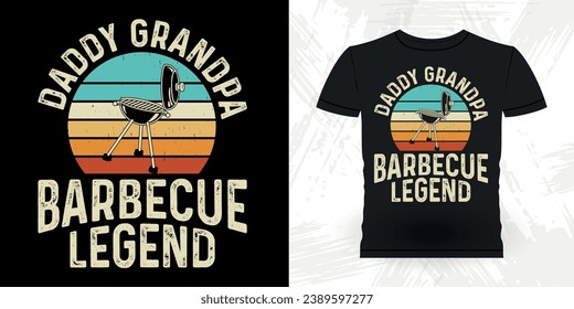 Daddy Grandpa Barbecue Legend Funny Barbecue Lover Retro Vintage BBQ Smoking T-shirt Design