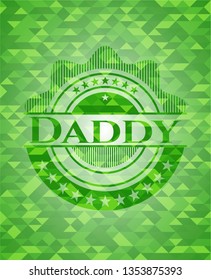 Daddy green emblem with triangle mosaic background
