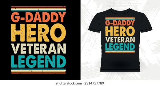 Daddy Hero Veteran Legend Funny Dad Lover Grandpa Retro Vintage Father's Day T-shirt Design