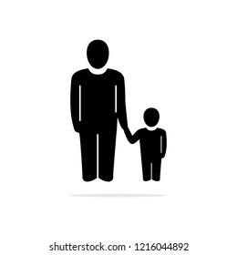 Daddy hold hands child icon. Vector concept illustration for design.