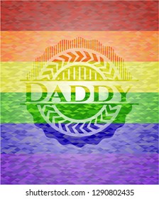 Daddy on mosaic background with the colors of the LGBT flag