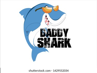 daddy shark t shirt print design slogan with cartoon shark Daddy Shark Doo Doo Doo 