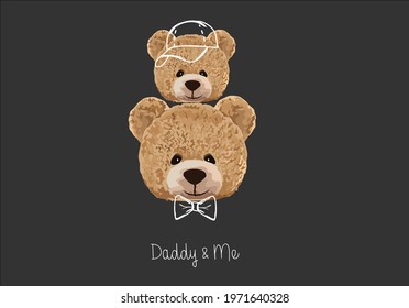 Daddy And Son Teddy Bear Design Vector