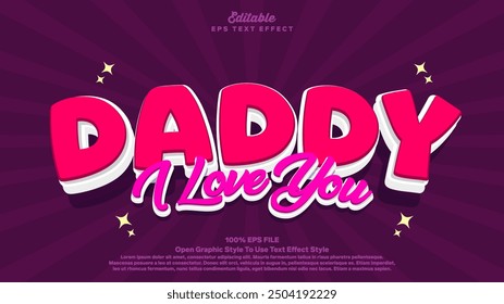 Daddy text effect, editable text cartoon and fun style,