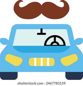 Daddys Car with mustache Concept, Macho Mans Vehicle Vector Icon Design, Happy Fathers Day Symbol, Dads Gift Elements Sign, Parents Day Stock illustration