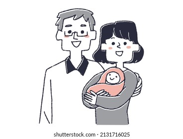  Daddy's comical handwritten person lined up with a mom holding a baby