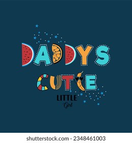 Papi es un lindo eslogan de tipografía de niña para la impresión de camisetas, diseño gráfico de tee.  