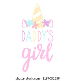 Daddys girl – baby cute print. Unicorn print.Vector lettering.  - Shutterstock ID 1197051559