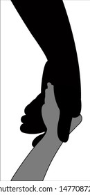 daddy's hand holding boy's hand, vector
