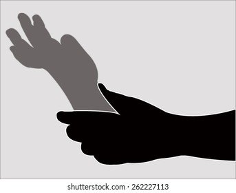 daddy's hand holding boy's hand, vector