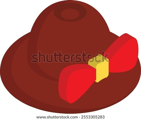 Daddys Hat with bow isometric Concept, mustache with bow Vector Icon, Happy Fathers Day Symbol, Dads Gift Elements Sign, Parents Day Stock illustration