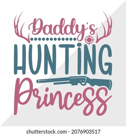 Daddys Hunting Princess Printable Vector Illustration