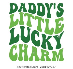 Daddy's Little Lucky Charm - Happy St. Patrick typography T-shirt vector, Saint Patrick's Day gnome Illustration Design, lucky shamrock Clipart