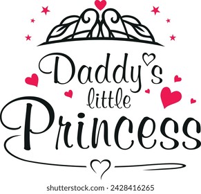 Daddy's little princess. Simple design in black and red. Vector