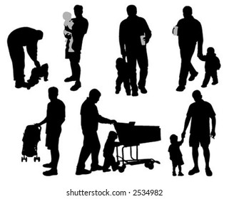 Daddy's time (vector silhouettes)