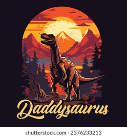 Daddysaurus T Shirt design vector illustration