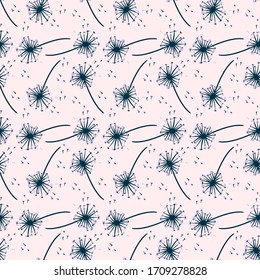 Dadelion flower pattern, illustration, vector on white background