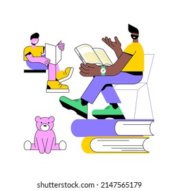 Dads contribution to childrens education abstract concept vector illustration. Fathers involvement, daddys help, doing homework, happy kid, family fight, home-schooling abstract metaphor.